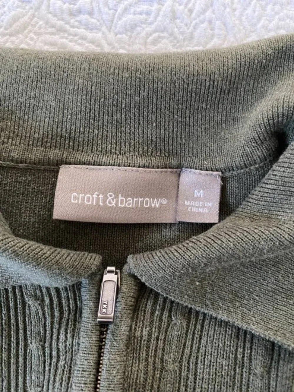 Olive Green Croft and Barrow Zippered Sweater
